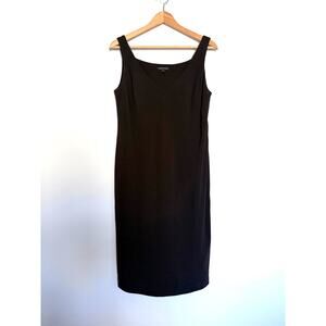 EILEEN FISHER Viscose Stretch Ponte chocolate brown shaped v neck dress